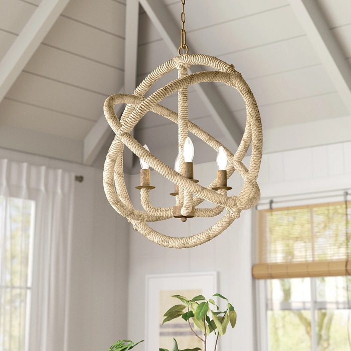Antique Farmhouse Furniture - Chandelier With Rope Accents